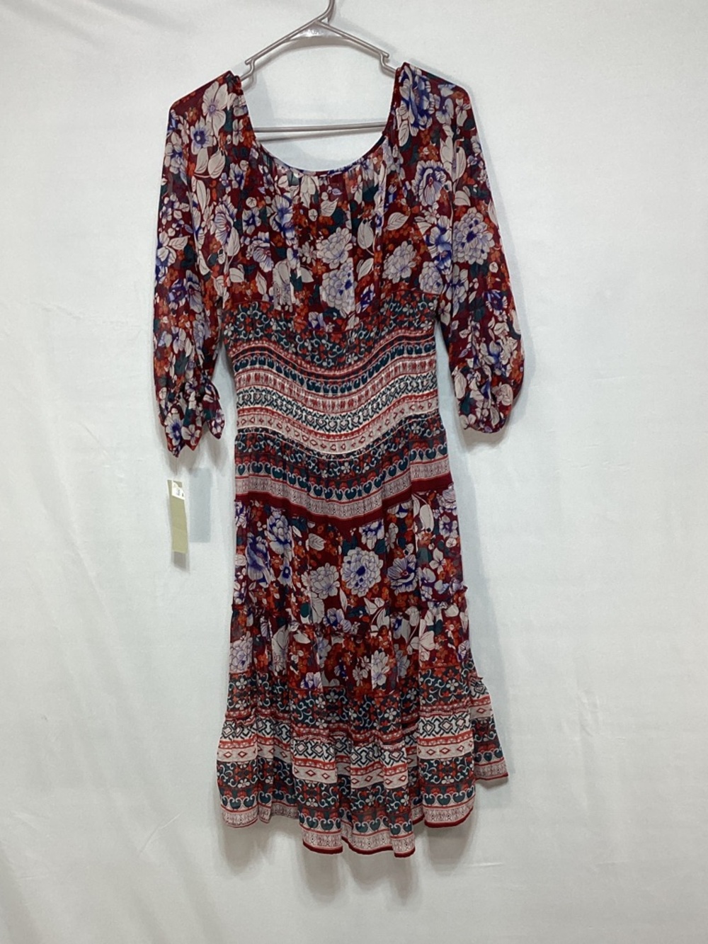 NWT Figueroa &Flower Large Burgandy floral Midi Dress - Picture 9 of 16